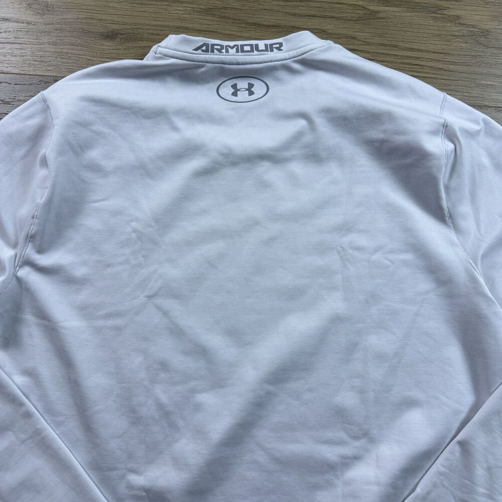 Under Armour Shirt Men XL Fitted ColdGear Crew Long Sleeve White Base Layer - Picture 6 of 10